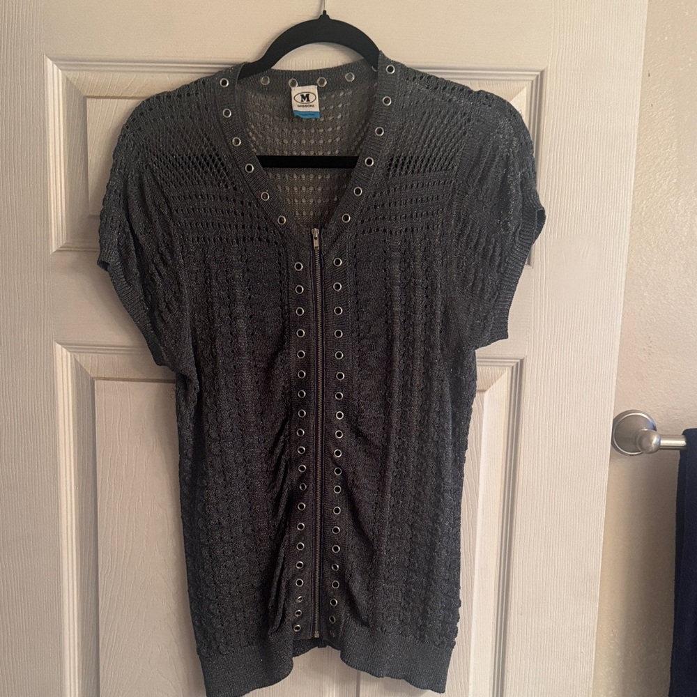 Missoni Gray Eyelet Knit Top